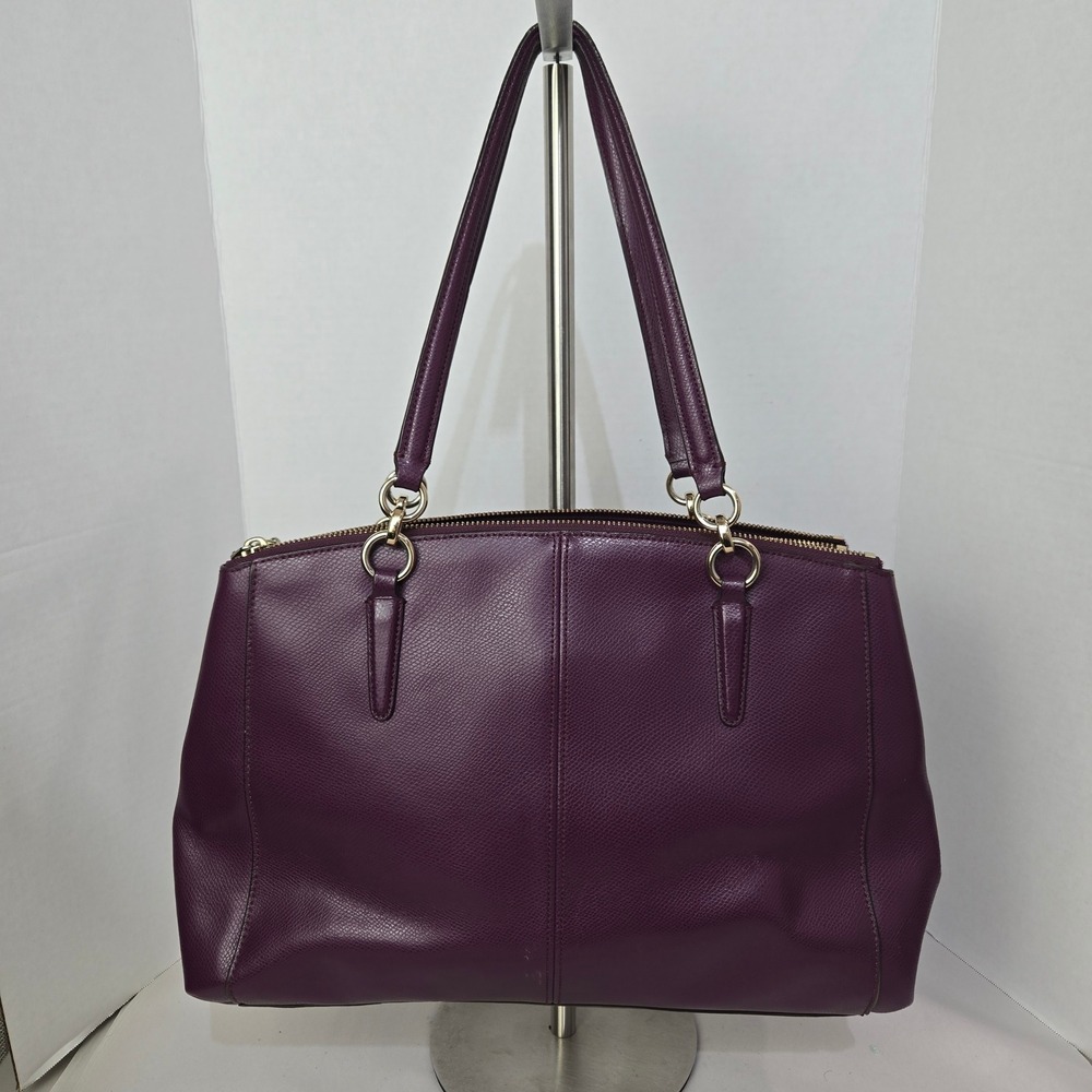 Coach Lillie Carryall Women Large Purple Leather Tote - Picture 7 of 14